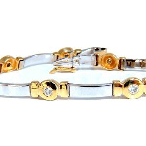 1.50 carat natural round diamond bezel flush set Diamond two-tone bracelet 14kt*
